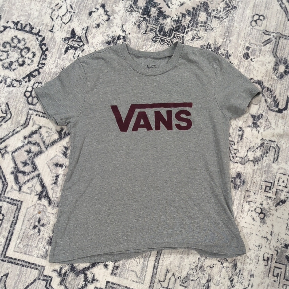 Vans Gray Tee with Dark Red Logo